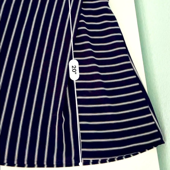 Navy blue and white striped midi dress with flutter sleeves - Picture 7 of 9